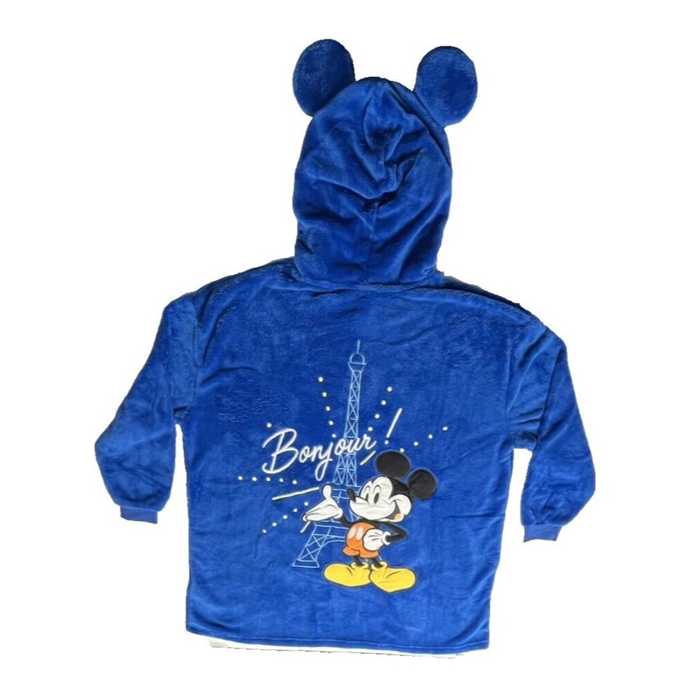 Disneyland Paris BonJour Oversized Blue Mickey Hooded Ears Sweatshirt S/M
